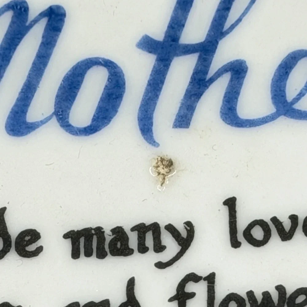 Vintage Mother Poem Collector Plate Reticulated Edge Blue Gold Trim Japan 8 inch